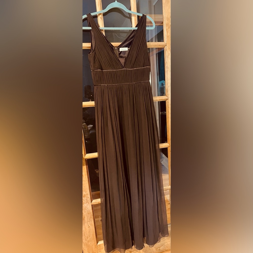 CALVIN KLEIN formal chocolate Maxi Dress